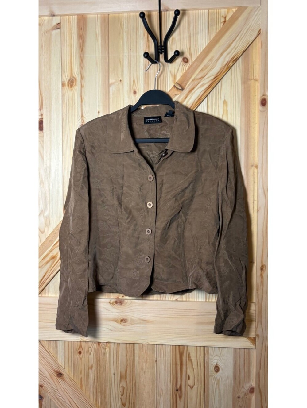 Liz Claiborne Brown Rayon Button-Up Blouse Size 10